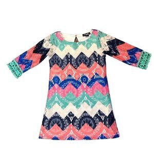 Sequin Hearts Girl’s Multicolored Chevron Lace Dress Size 7
